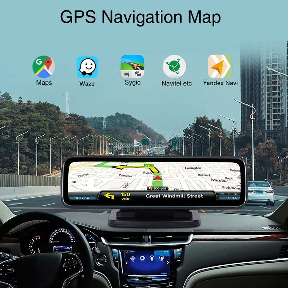 Vehicle 4‑Camera 4G Dash Cam Android 8.1, HD720P Car DVR GPS Navigation WiFi APP Remote Live Monitoring