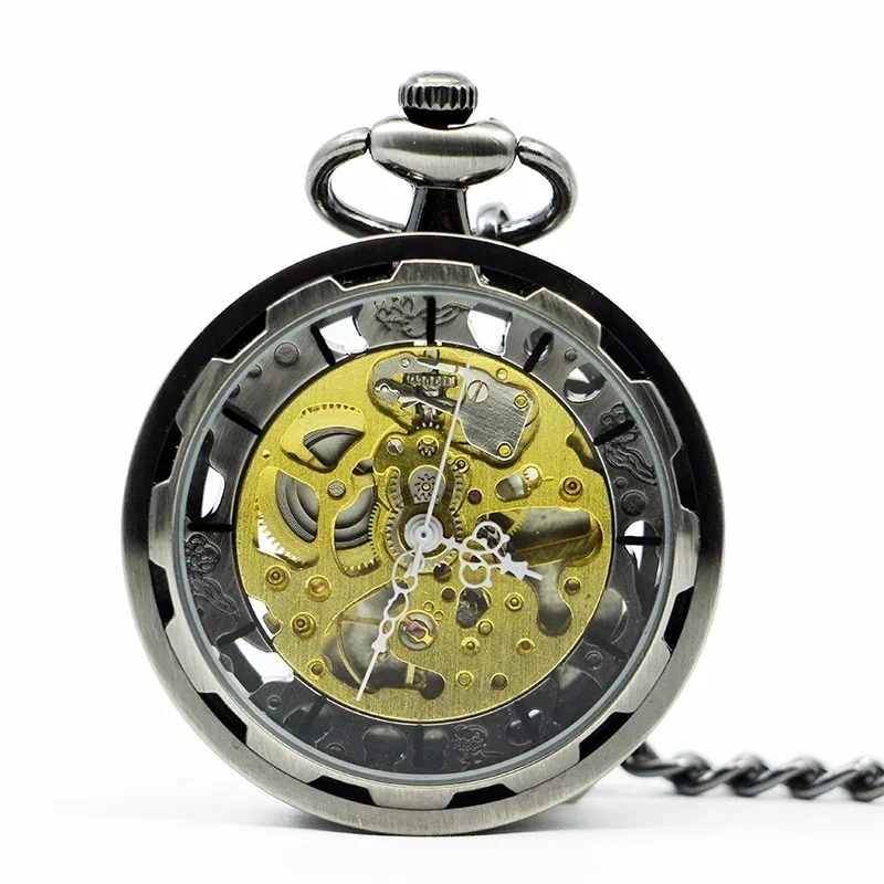 Retro Mechanical Pocket Watch Half Hunter Vintage Pendant Clock for Men Women Sweater Chain /Hanging Chain Fob Watches