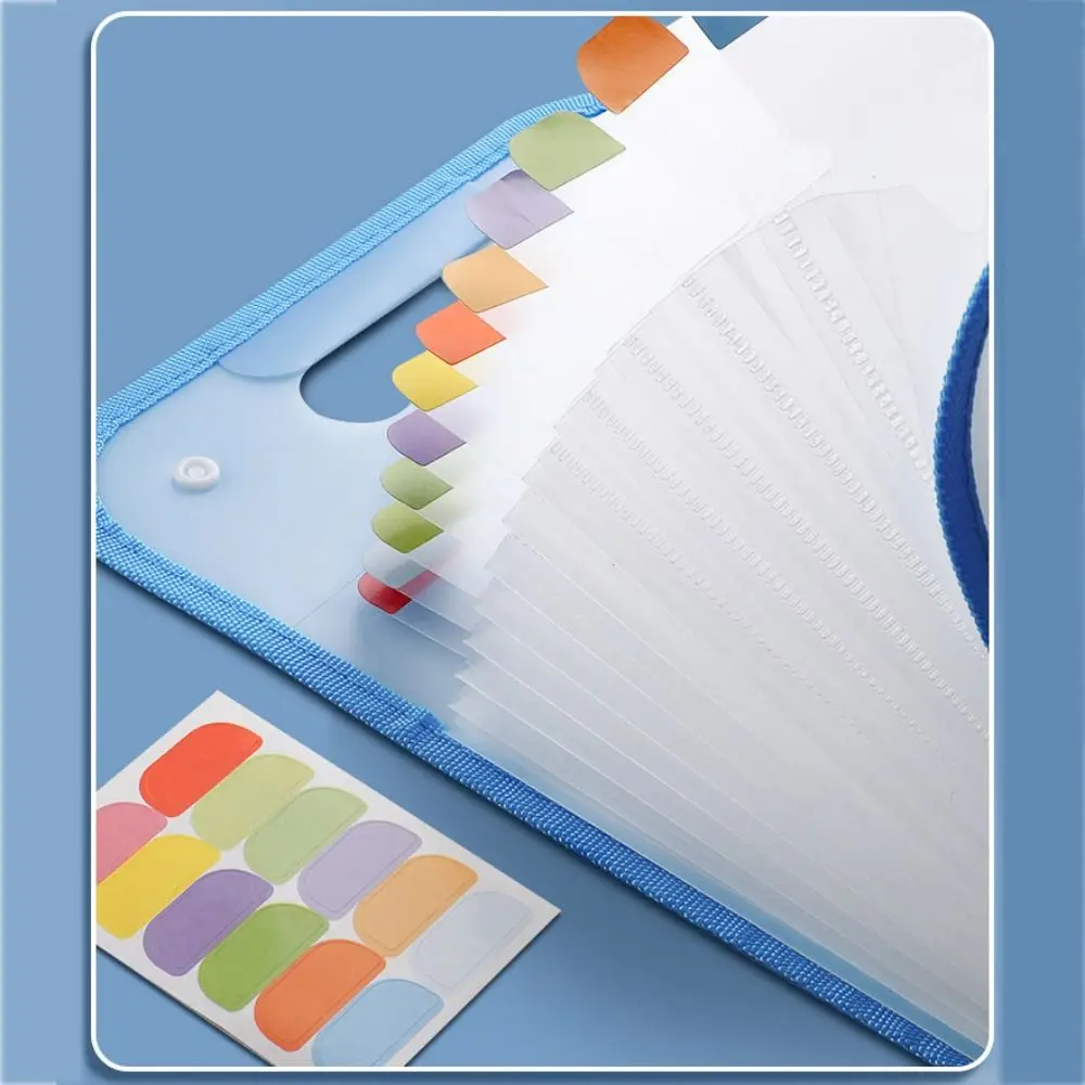 13 Pocket Accordion File Folder Vertical Large Capacity Multi-layer Organizer Bag Candy Color Plastic Test Paper Bag Office