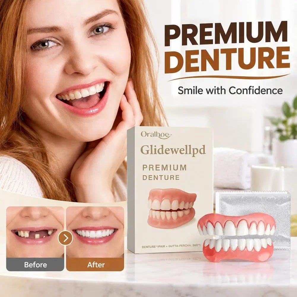 Orthodontic Denture Set Comfortable Upper Lower Veneers Fake Teeth Easy Use Temporary Simulation Dentures Braces