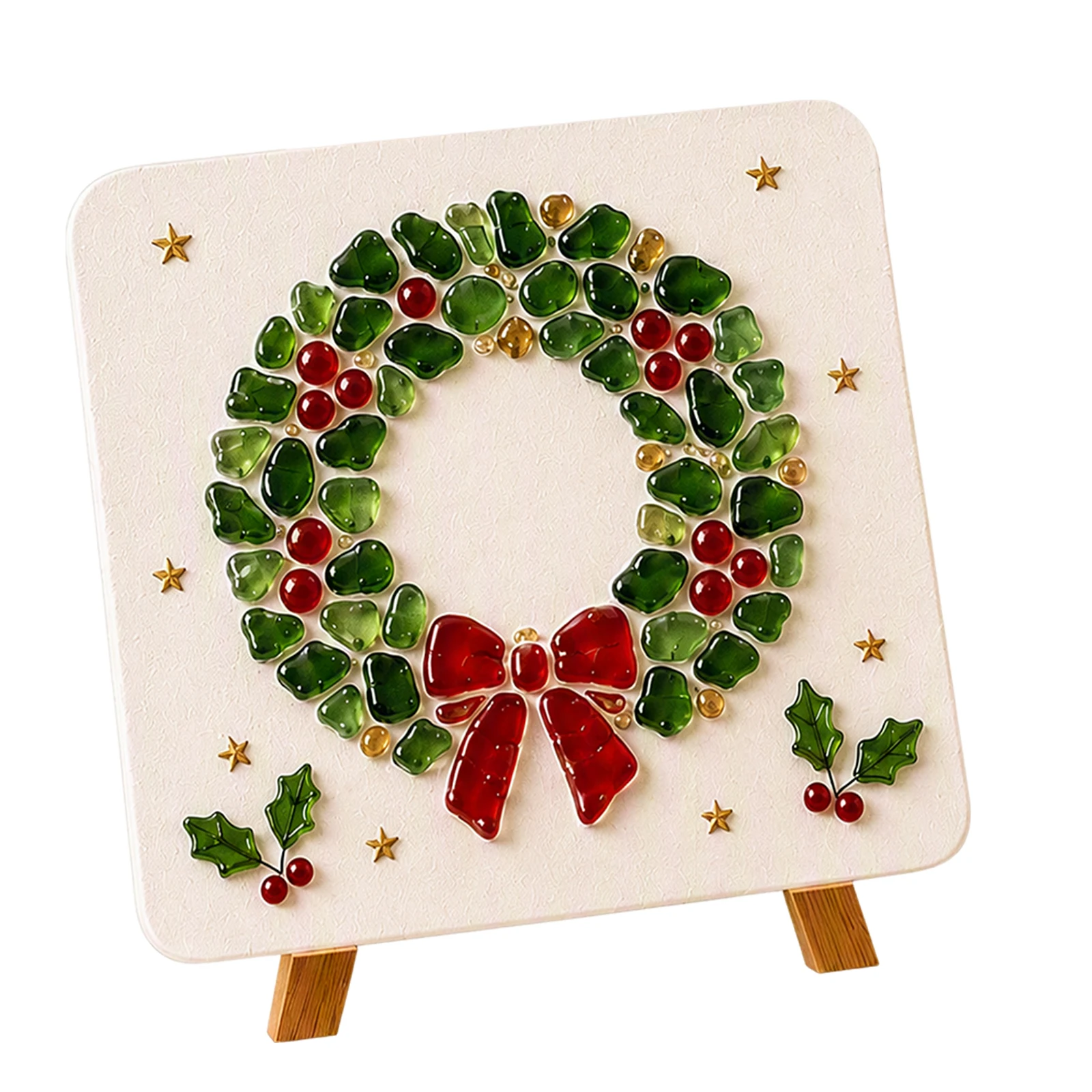 Sea Glass Mosaic Art Kit DIY Christmas Reindeer Craft Set Holiday Home Decor with Tweezers Stand Complete Tools view 6