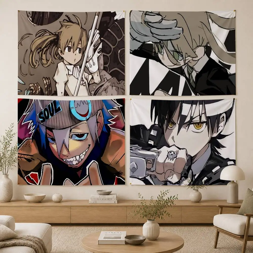 Anime S-Soul Eater Flag Digital Printing Banner for Garage Wall Out Door Decoration