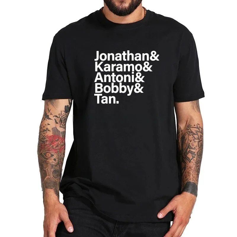 Queer Eye Men's T-Shirt TV Show 100% Cotton High Quality Customizable Hand-Painted Design Fashionable Casual Wear