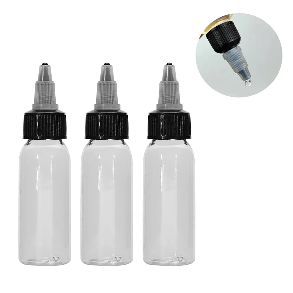 10Pcs Empty Tattoo Ink Bottles With Twist Cap Plastic Clear Transparent Tattoo Pigment Inks Container Tattoo Accessories 30ml