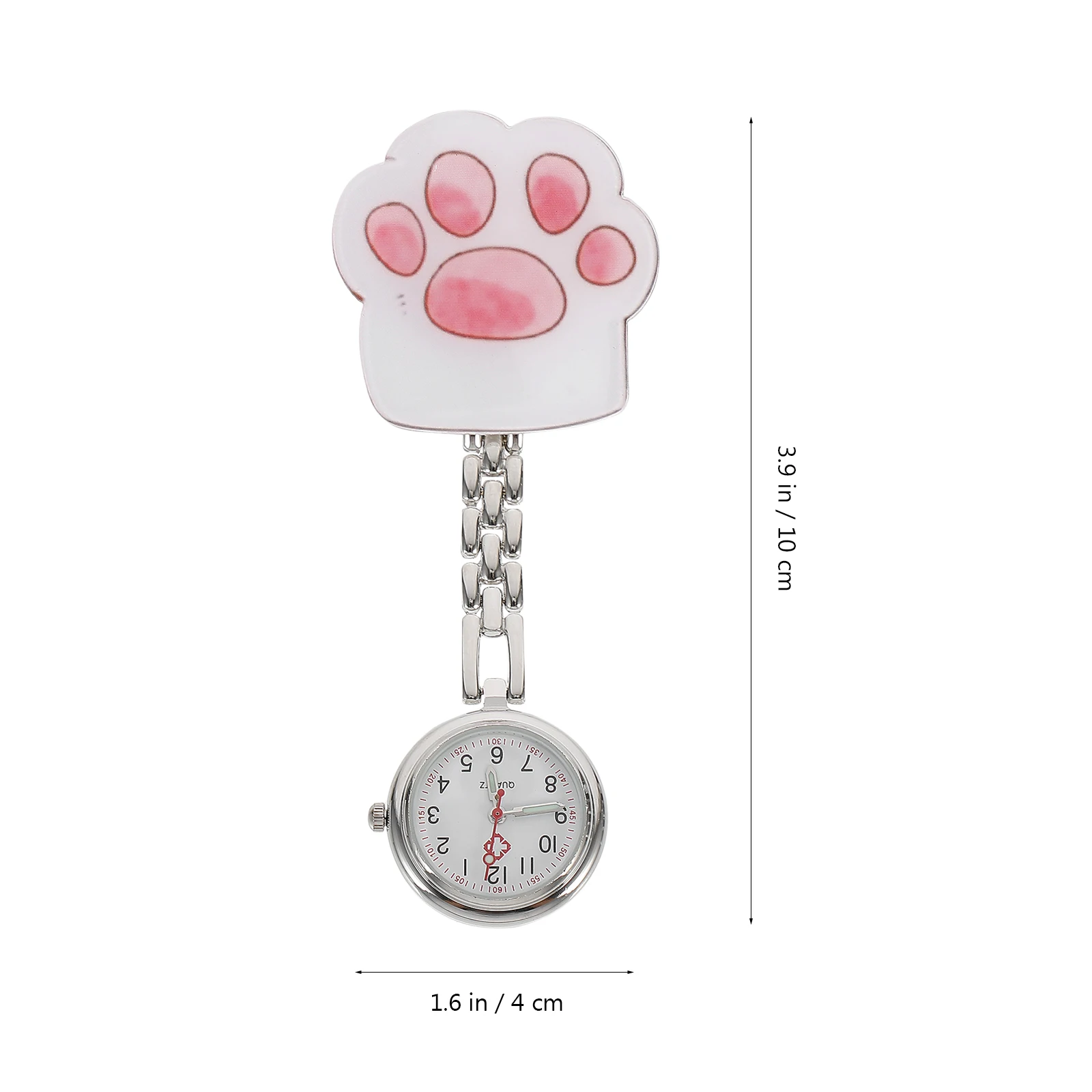 

Cat Paw Pocket Stainless Steel Alloy Glass Hard Plastic Hanging Watches for Doctors Nurses Clear Numbers Dial Accurate Timing