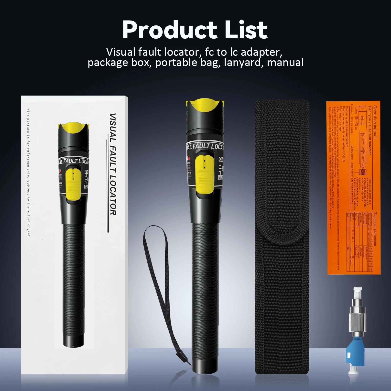 Fiber Optic Cable Tester Pen 30/50/80/100mw Visual Fault Locator SC/FC/ST 2.5mm Interface VFL 30/50/80/100Km Range