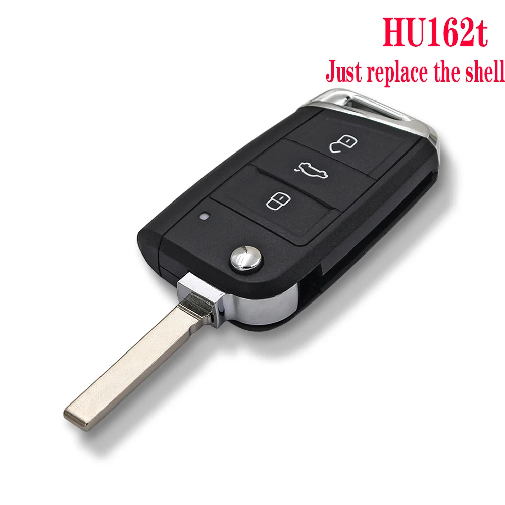 Auto Car Key Shell 3 Button Flip Folding Replacement Cover Case Fob Modified for G-olf 7 MK7 for Sko-da Sea-t HU66 HU162 Blade