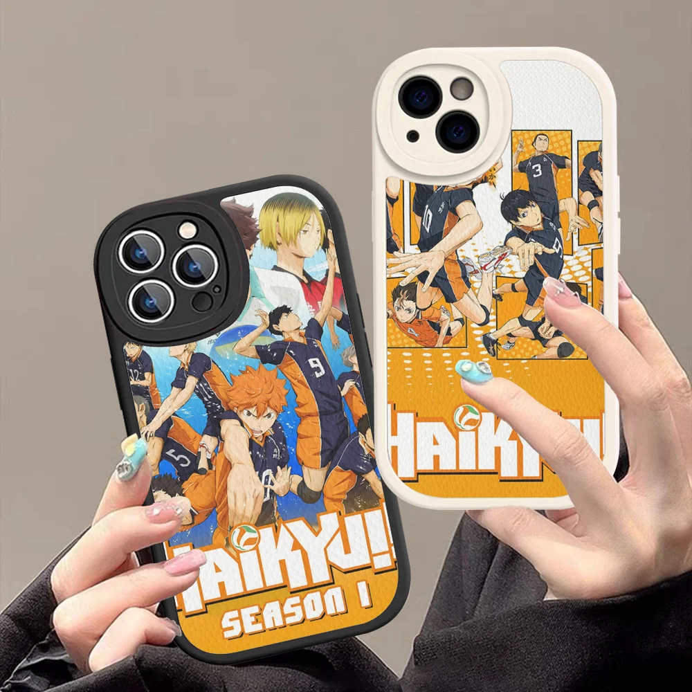 H-Haikyu Phone Case Hard Leather For iPhone 16 15 14 13 12 Mini 11 14 Pro Max Xs X Xr 7 8 Plus Fundas