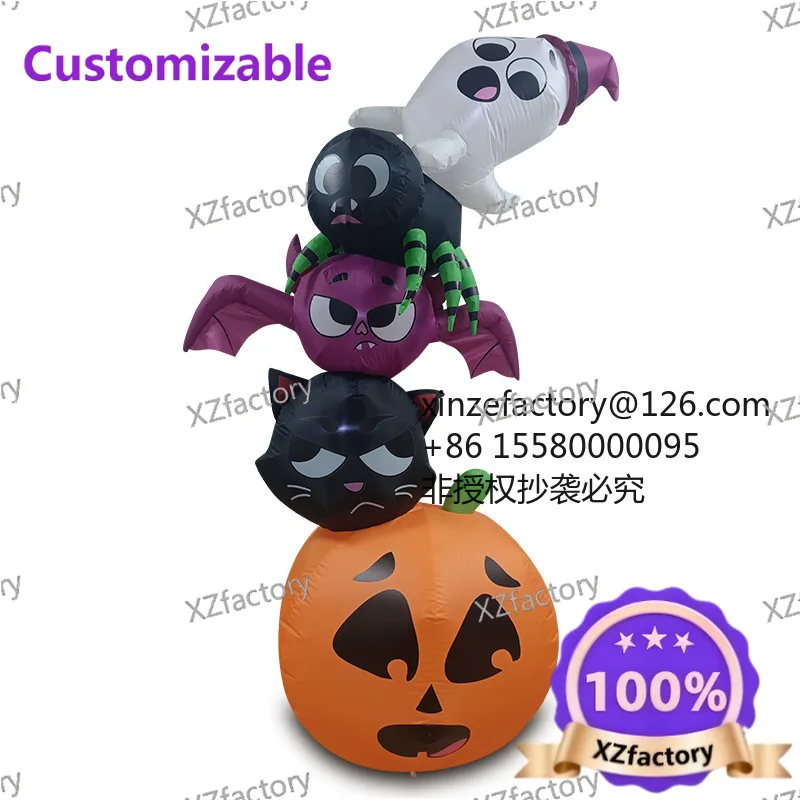 Factory Direct 2026 Top RatedCross-border Halloween Inflatable Air Model Pumpkin Ghost Black Cat Spider Bat Outdoor LED Glow Gar