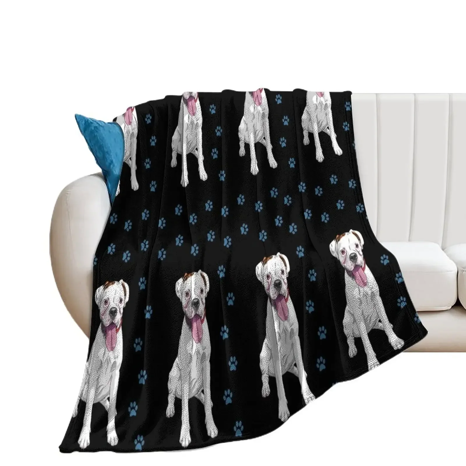 

White boxer dog cute pattern Throw Blanket Stuffeds Soft Plaid Blankets