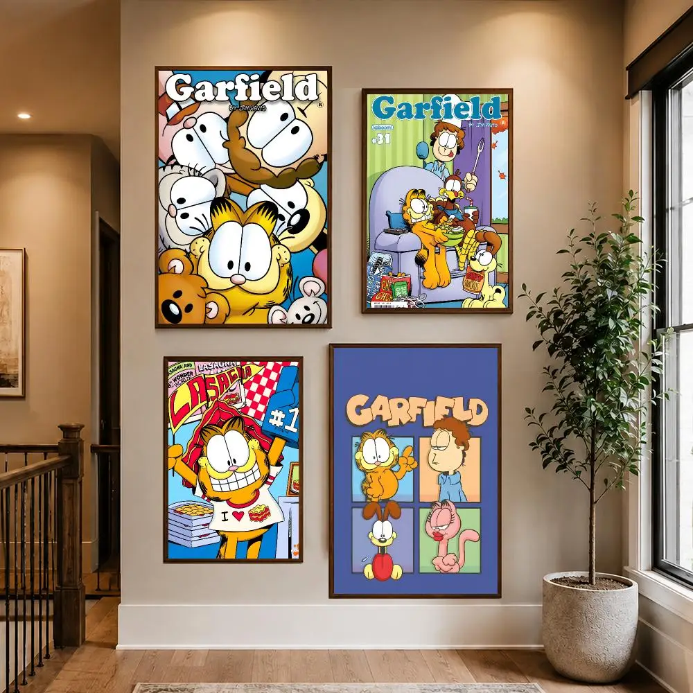 Cute Character G-Garfield Poster HD Waterproof PP Self-Adhesive Removable Wall Art Poster for Bedroom Cafe Gym Home Decor Gift