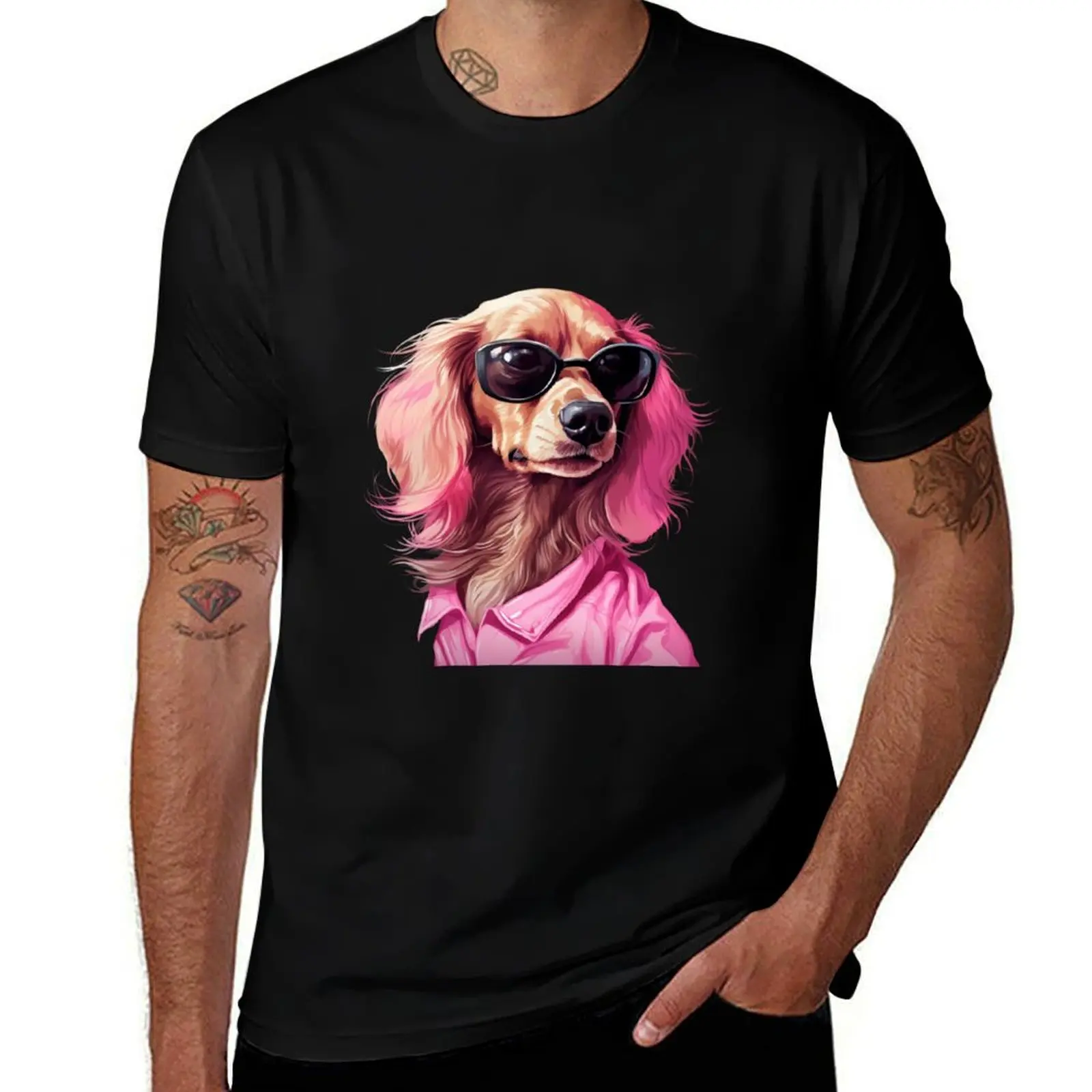 

Pink Dog T-Shirt football t shirt summer clothes T-shirts man essential t shirt t shirts for men