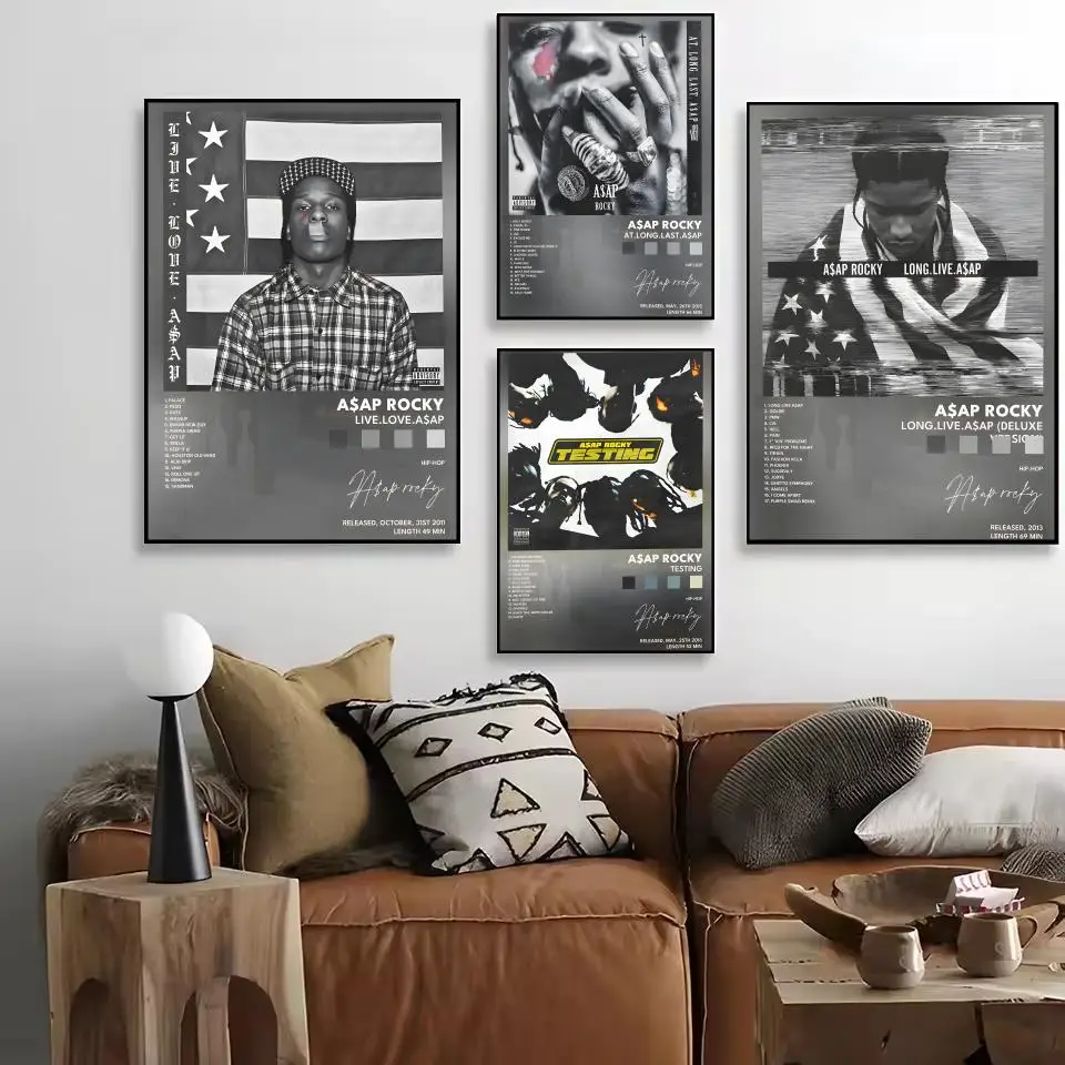 مغني الراب A-ASAP روكي اللوحة الخط HD طباعة شخصية قماش جدار جدارية الفن صور لغرفة المعيشة ديكور المنزل