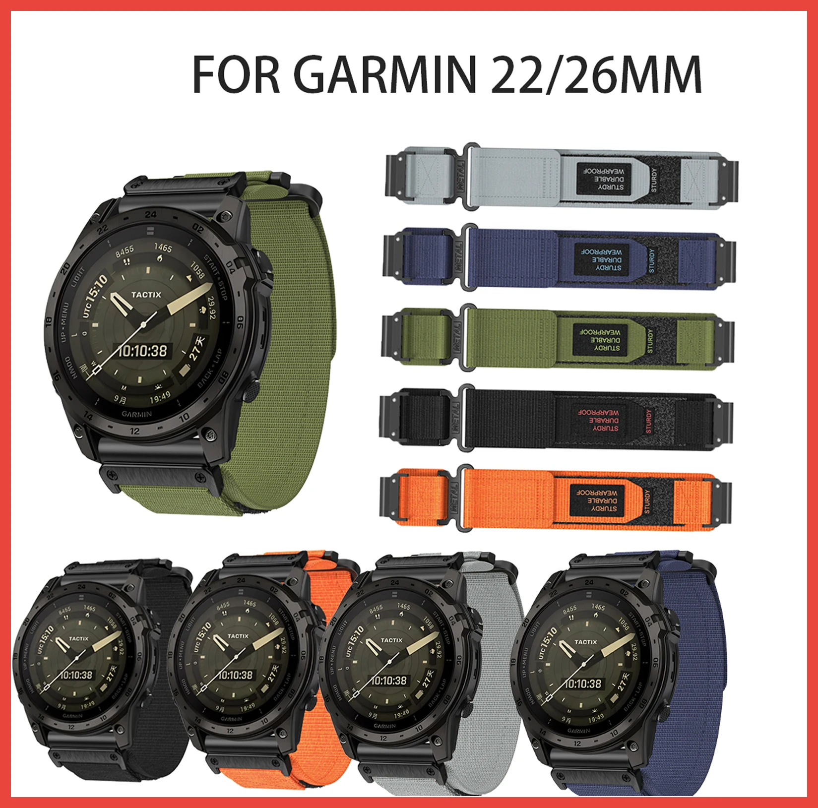 22/26mm Mountaineering strap For Garmin Quatix7 pro/Epix Pro 47mm/Fenix7/Fenix7pro Solar Nylon Smart Watch Replace Strap