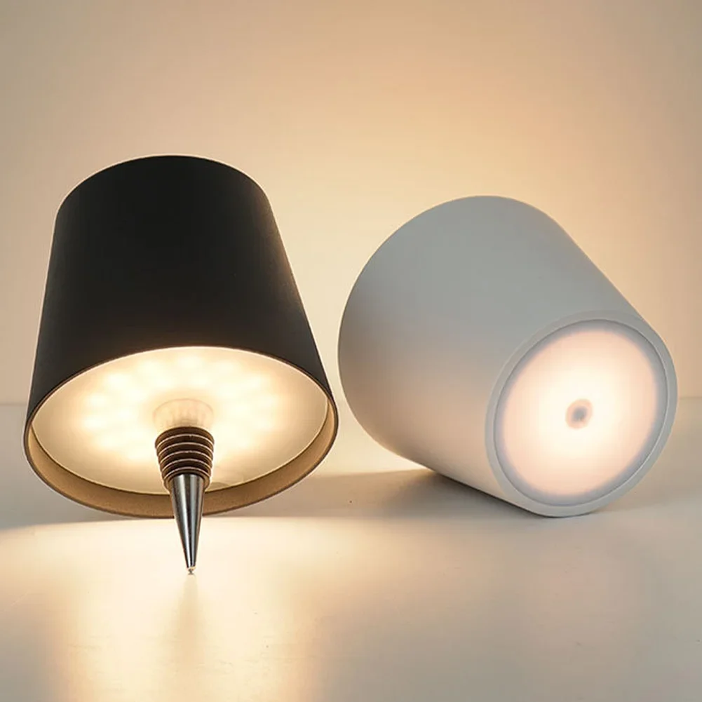 แท่นวางขวดไวน์หลอดไฟ LED แบบไร้สายแจกันแบบชาร์จไฟได้ใช้ baterai lampu LED บาร์รับประทานอาหารที่วางเห็ดตกแต่ง