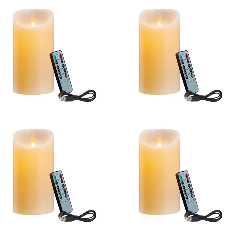 

ABUP-4X LED Candles, Flickering Flameless Candles, Rechargeable Candle, Real Wax Candles With Remote Control,10Cm A