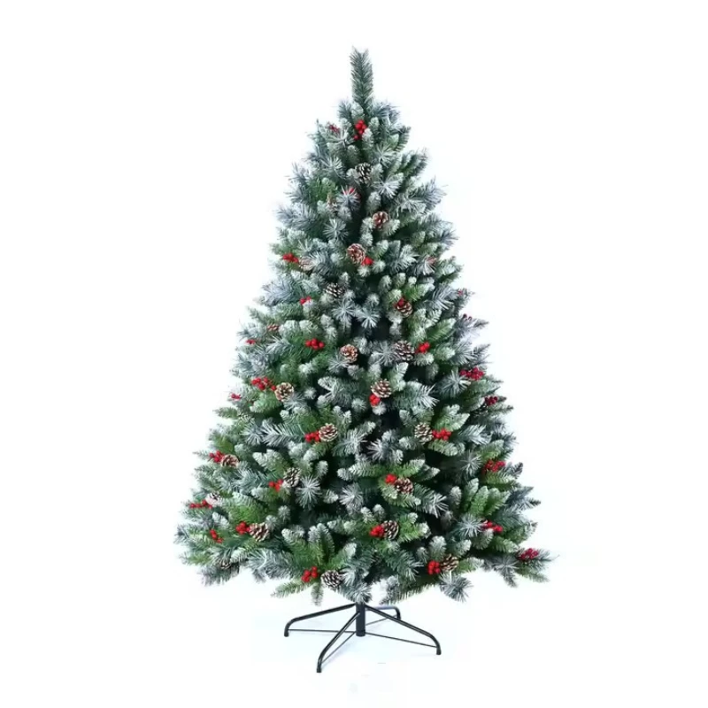 

Christmas decoration supplies PVC sticky white pointed Christmas tree encryption red fruit tree Christmas home decoration orna