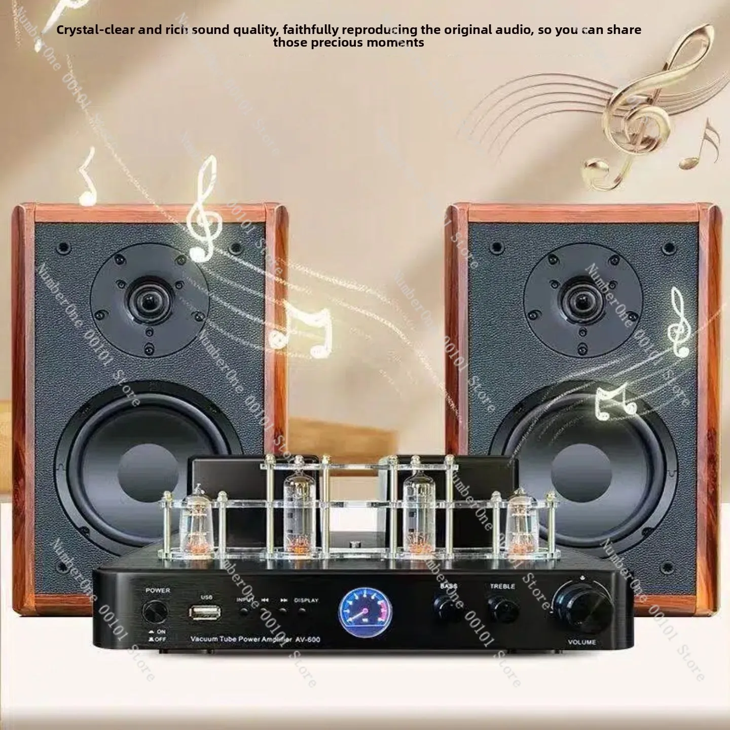 

Retro high-power tube front bile and rear stone power amplifier, audiophile-grade Bluetooth USB audio combination bile set