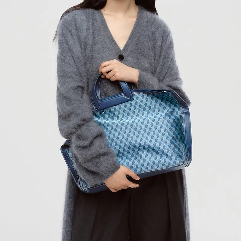 

DISSONA 2025 Folded-Ear Bag Lucky Pouch Monogram Bag Denim-Colored Shoulder Tote Bag