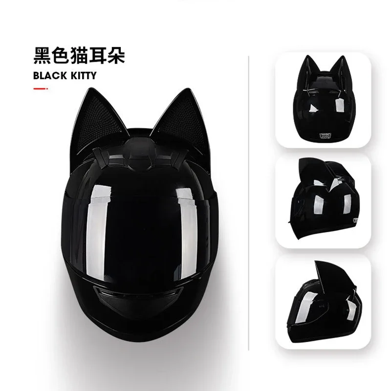 

Motorcycle Helmet Full Face Cat Ear Detachable DOT Certification Safety Moto Helmet For Women Men Breathable Gift For Girlfriend