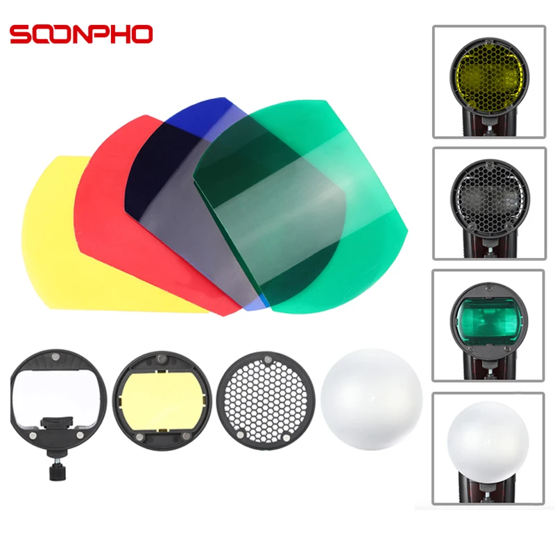 TRIOPO TR08 Filter Reflector Honeycomb Diffuser Ball Photo Accessories Kits For GODOX YONGNUO Flash Replace AK-R1 S-R1