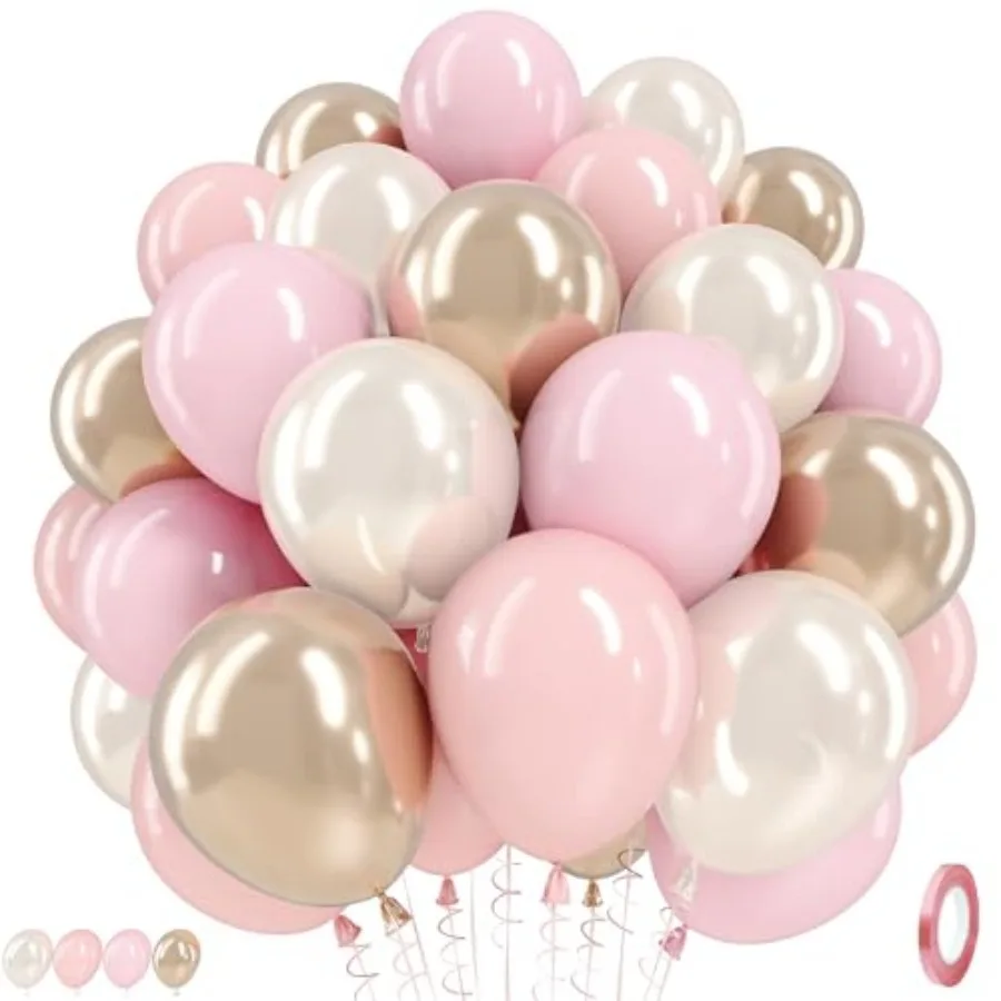 

and Balloons, 12 Inch Pastel Light and Pearl Sand Latex Balloon with Metallic Champagne Beige Balloon for Boho Princess Women B