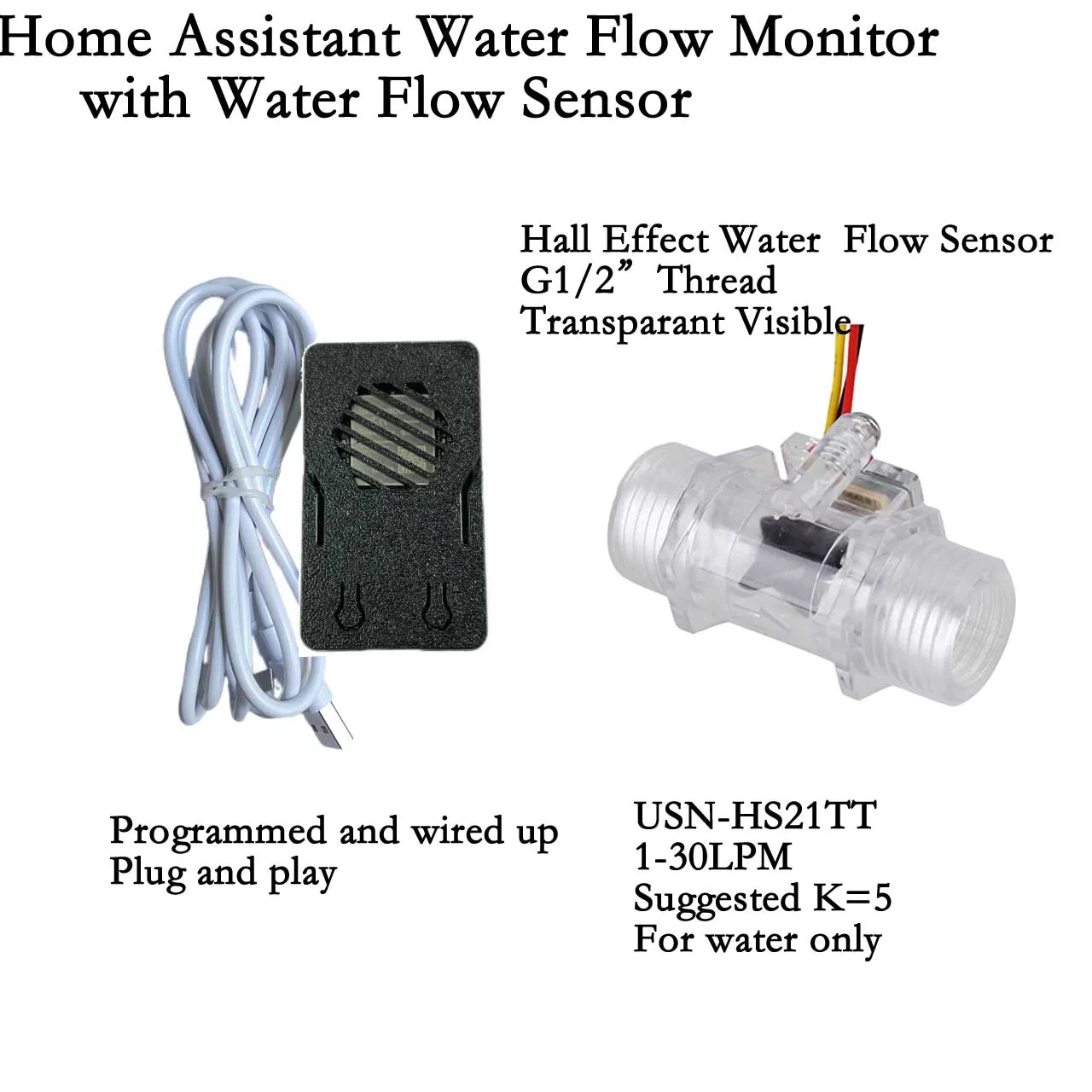 Sensor de flujo de agua de plástico, asistente para el hogar, Kit de flujo Wifi, medición de flujo de varios tamaños, medidor de flujo de turbina