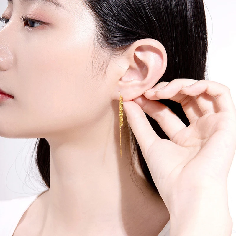 

Real 18k Gold Wheat Earrings Au750 Party Pop Earrings Fashion Jewelry Valentine's Day Gifts For Women Free Shipping e0016