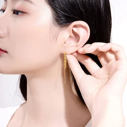 Real 18k Gold Wheat Earrings Au750 Party Pop Earrings Fashion Jewelry Valentine's Day Gifts For Women Free Shipping e0016
