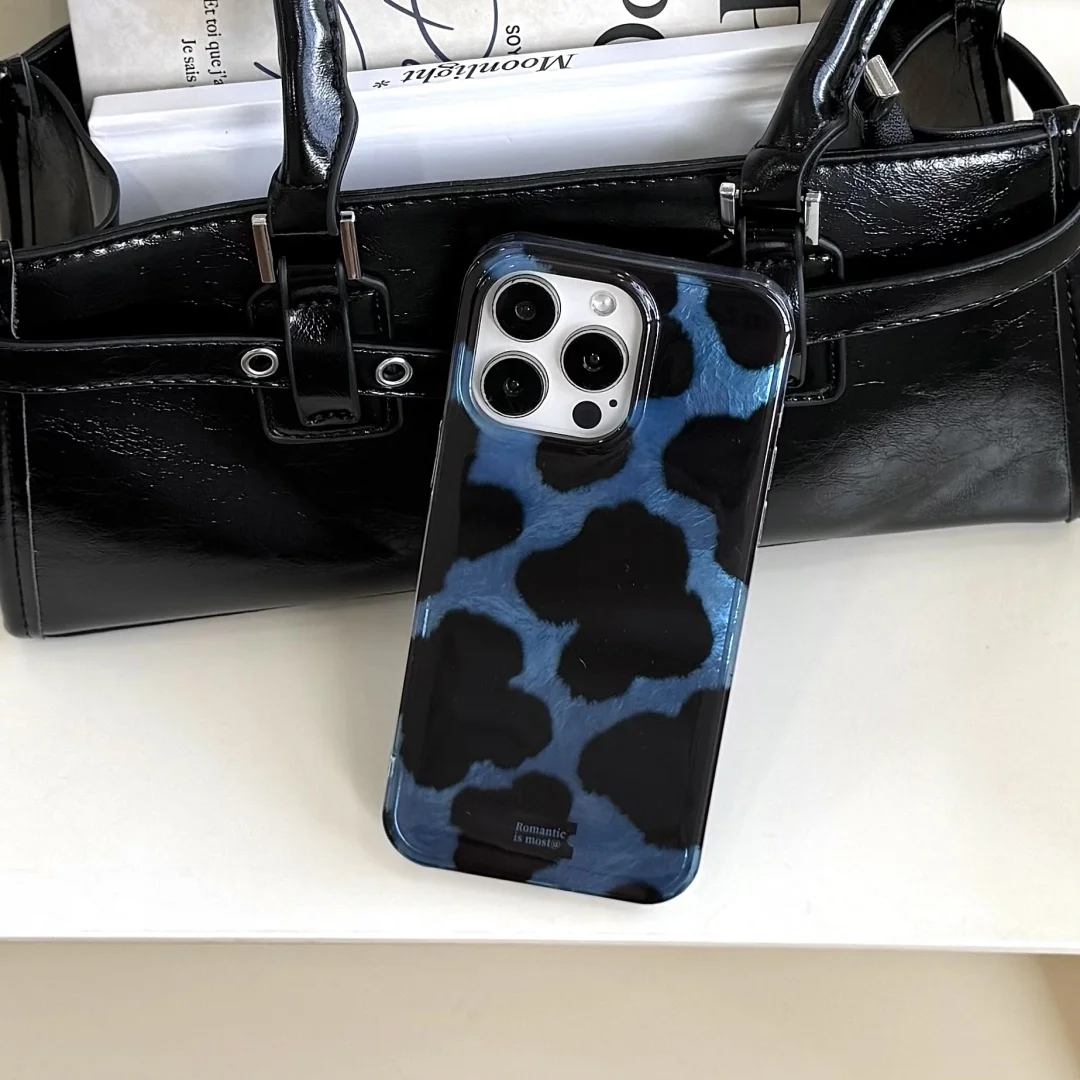 Custodia per telefono laser con segni di inchiostro semplici per telefono 16 15 14 13 12 Pro Max Plus Elegante copertura per paraurti posteriore con stampa leopardata