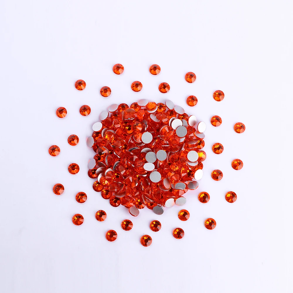 SS3-SS30 Orange Glass Rhinestone Non Hotfix Flatback Glitter Crystals Stones Glue on Diamond Strass for DIY Dress Clothing