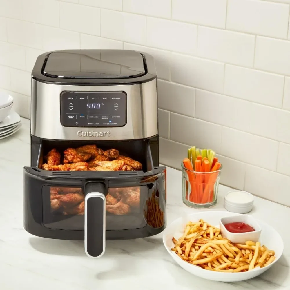 6-Qt Basket Air Fryer Oven that Roasts,Air Frys Quick & Easy Meals - Digital Display with 5 Presets, Non Stick & Dishwasher Safe