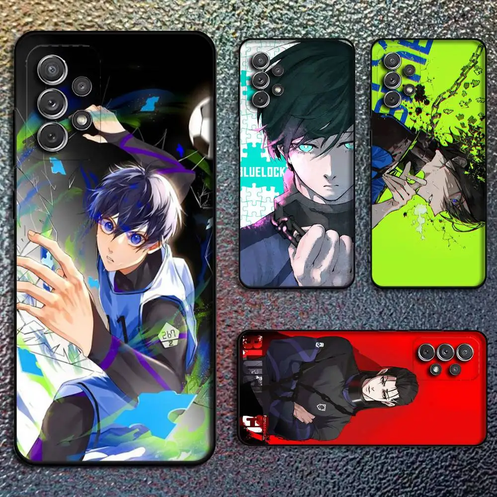 

B-blue lock Anime Phone Case For Samsung S25,S24,S21,S22,S23,S30,Ultra,S20,Plus,Fe,Lite,Note,10,9,5G Black Cover