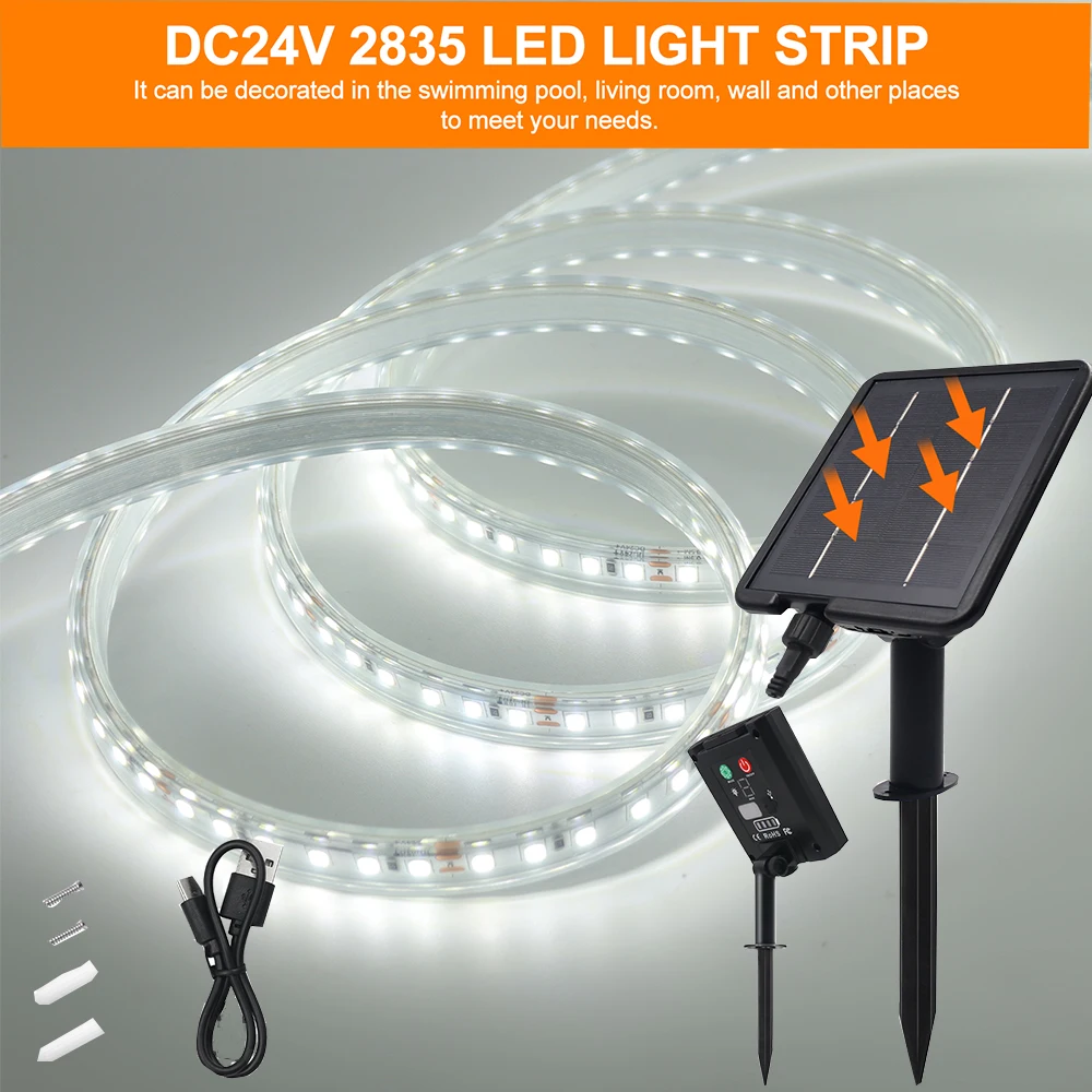 

Solar DC 24V COB Led Strip Light 120LEDs/m Flexible High Density Linear Lighting 0.5m 1m 2m 3m 4m 5m LED Strip Garden Decoration