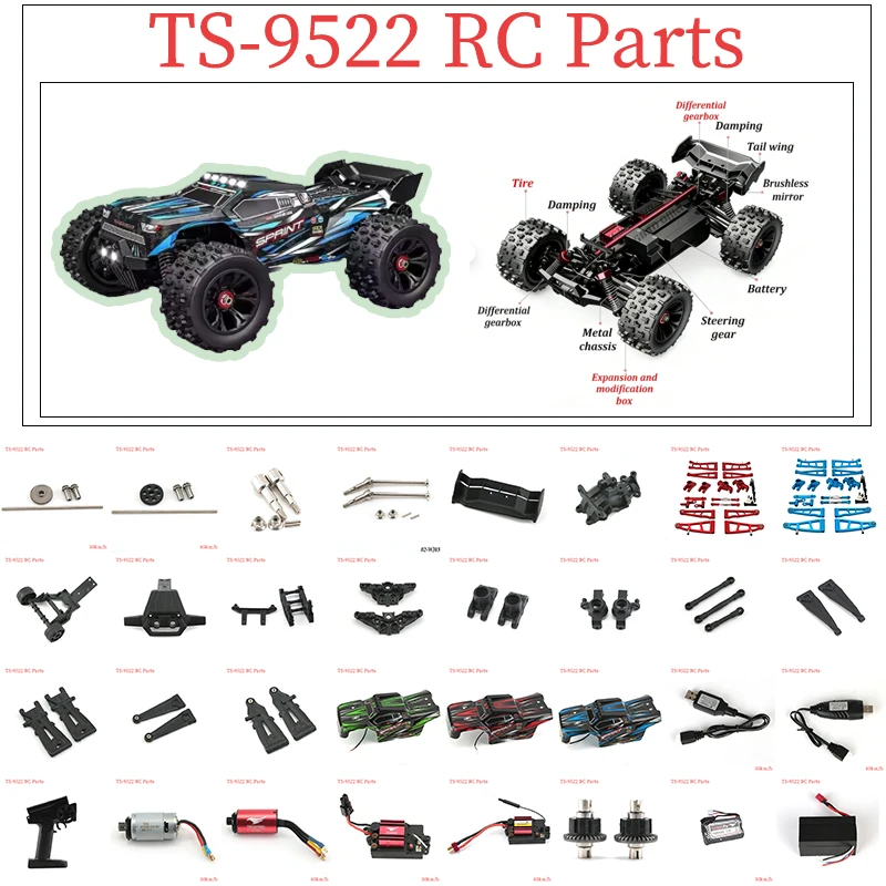 4WD 9522 9522PRO RC Auto Upgrade-Teile Differential Lenkservo Motor ESC Metall Komplettes Upgrade-Kit 100% Perfekt Kompatibel