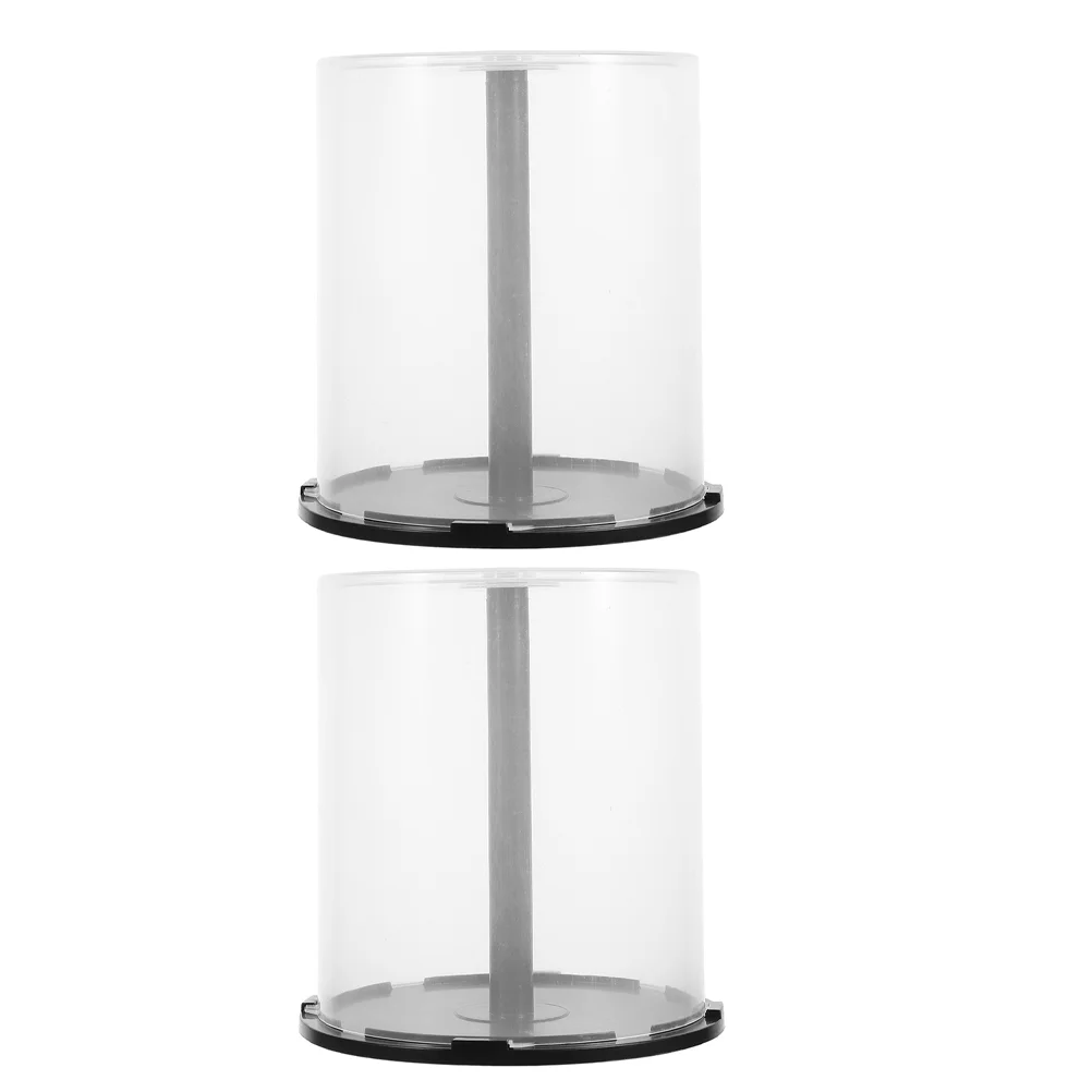 2 Pcs CD Storage Bin Case Organizer Portable Dvd Holder Empty Bucket Plastic Container Spindle Video Disc