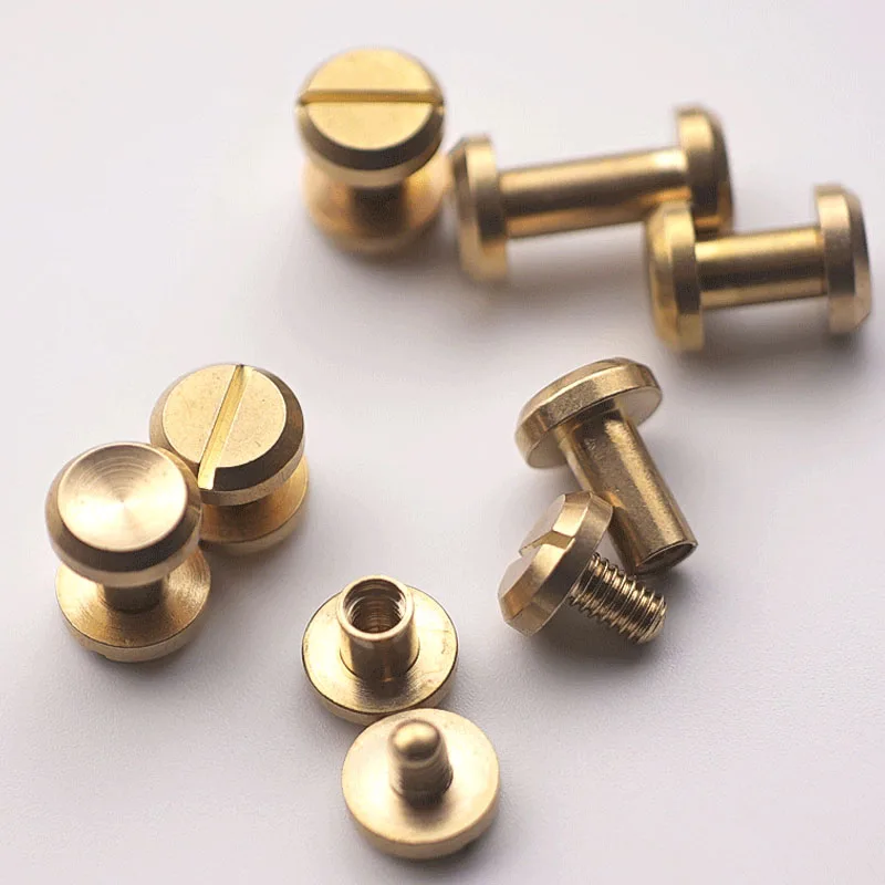 10pcs Solid Brass Binding Concave Surface Screws Nail Stud Rivets For Photo Album Leather Craft Studs Belt Wallet 10mm Flat Cap