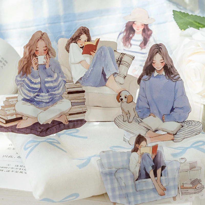 2Style 90Pcs/bag Elegant Reading Character Sticker Pack DIY Handbook Creative Material Stickers Scrapbook Photo Frame Calendar