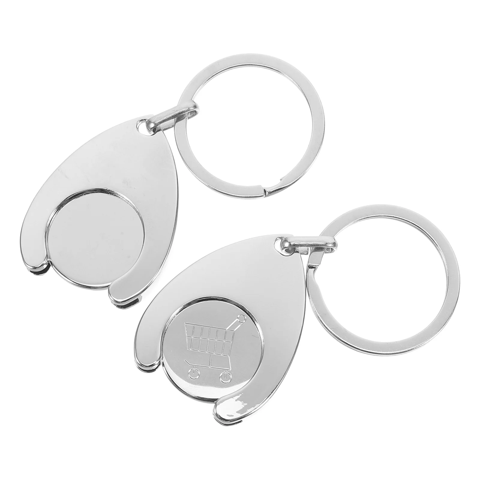 2pcs Shopping Trolley Tokens Keychain Metal Shopping Cart Token Coin Keyring Small Coin Holder Purse Backpack Hanging Pendant Fo