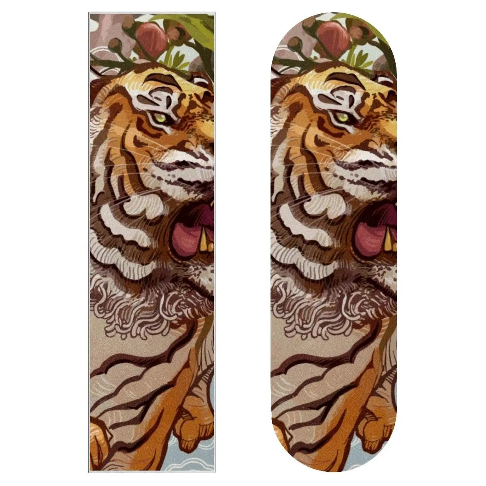 

Tiger Print Skateboard Grip Tape Sandpaper for Rollerboard Longboard Griptape Grip Tape for Skateboard 33x9 Inch-Tiger Stripes