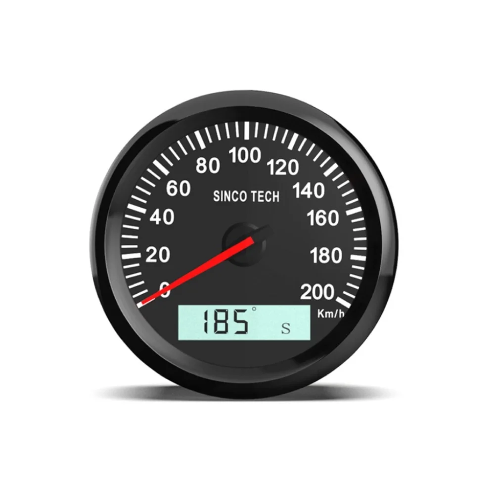 IP67 Waterproof Automotive Gauge Backlight Display GPS Speedometer 200 KM H Max Aluminum Plastic Body 7-Color Backlight