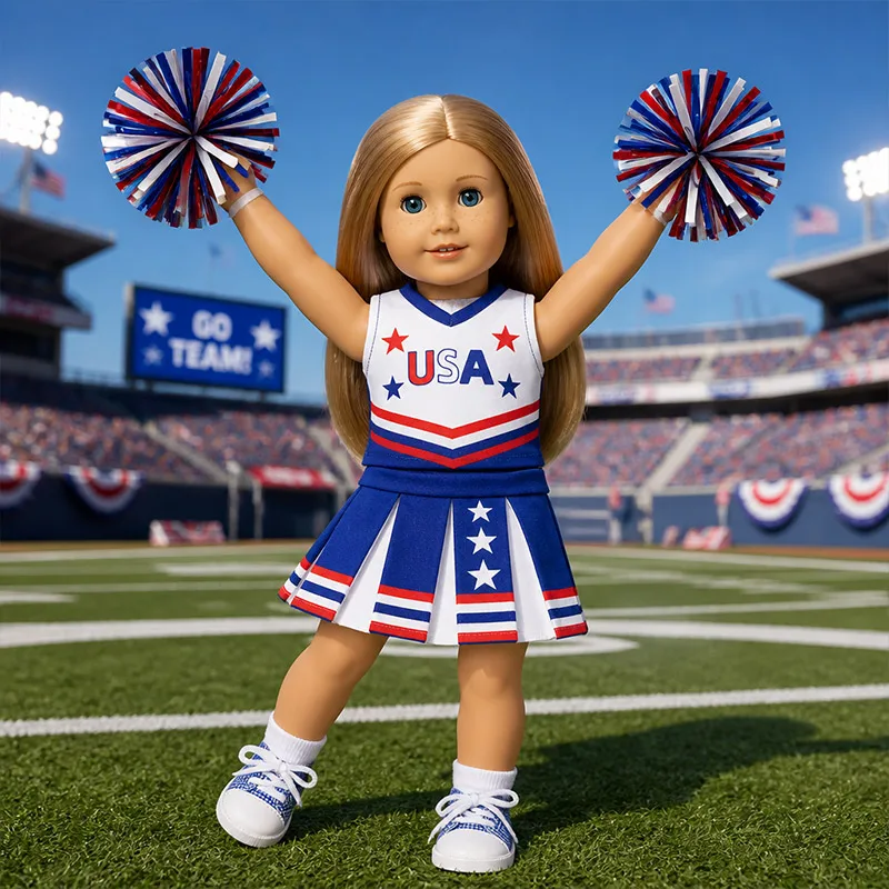 Fashion Cheerleading Outfit Fit for 18 Inch & 43cm Doll, Doll Clothes Dress Up Gift