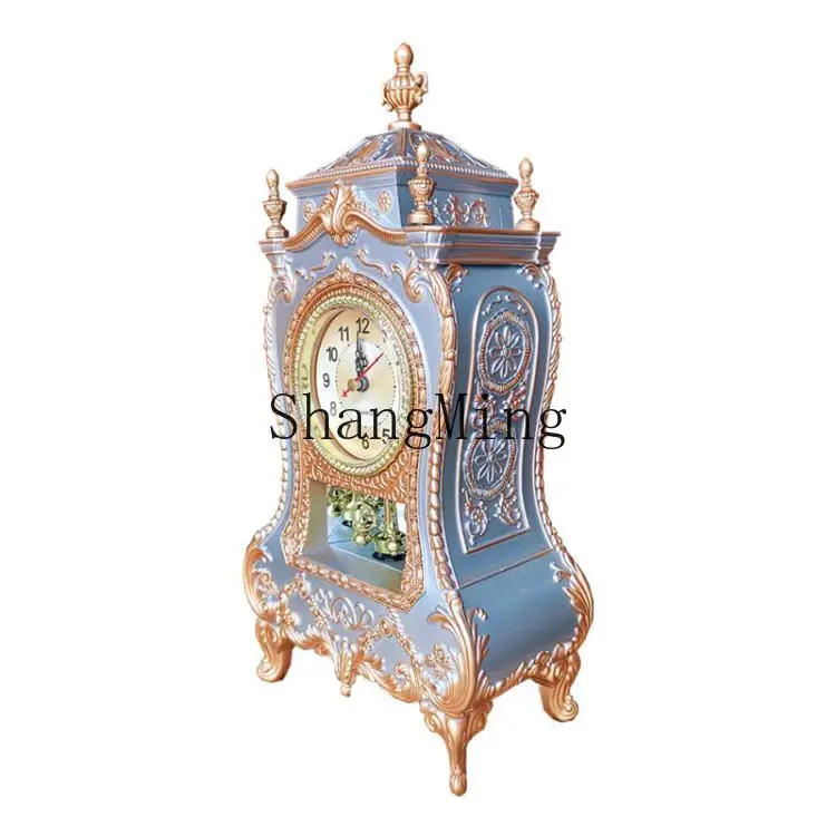 

CL Block Clock Living Room Bedroom Villa Home Decoration Time Quartz Clock Table Clock Ornament