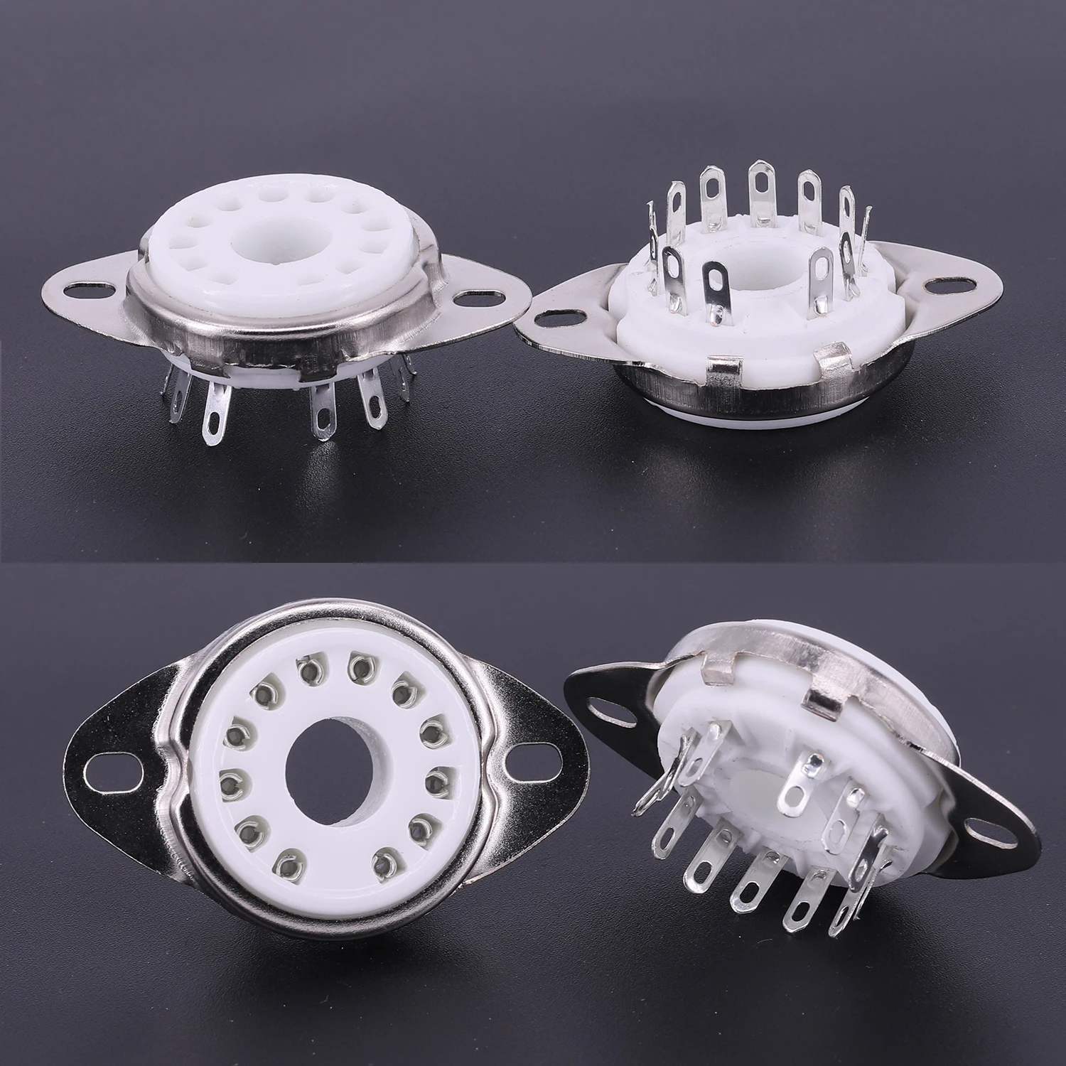 B12cチューブソケットバルブベース、オーディオ用電源ランプジャック、6hf5、6c10、6ge5、8gu7、8ac9、9mn8、6ea4、50ca10、6ca10、6ca10、12ピン、4個