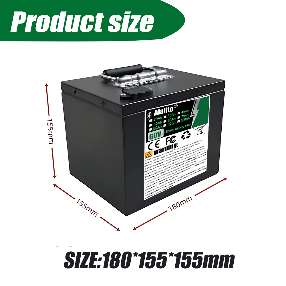 Suitable for replacing batteries in devices below 3000W, 18650 lithium-ion batteries, 60V 100Ah
