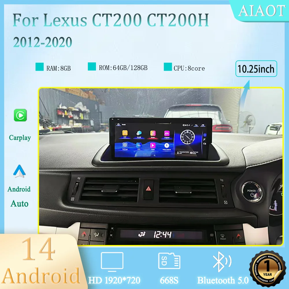 

10.25"Android 13 Qualcomm For Lexus CT200 200H wireless Carplay Auto Multimedia Player Touch Screen GPS Navigation OEM Menu