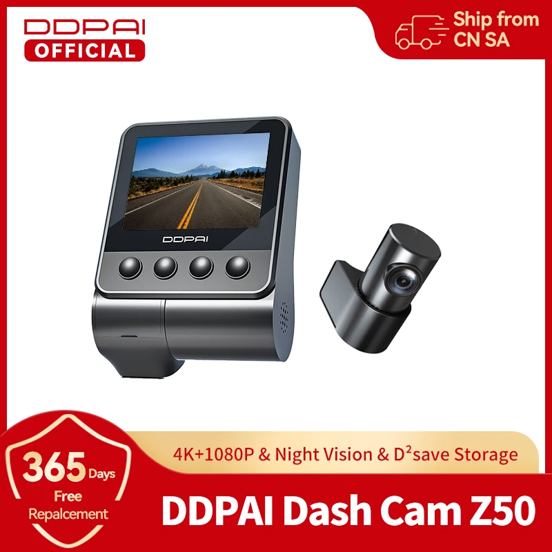 DDPAI 4K Dash Cam Z50 Front and Rear Cam Car Camera with 4K  Built-in WiFi GPS ADAS Dual Dash Camera Car DVR Support Rear Cam