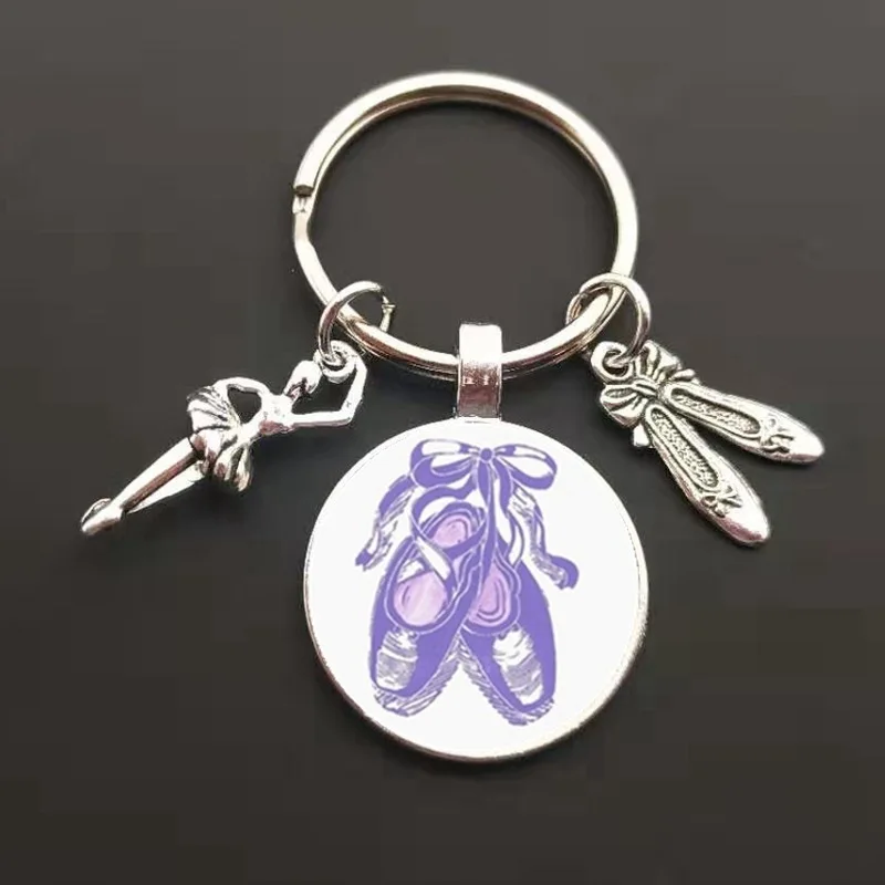 Ballerina Figure Silhouette Keychain Ballet Glass Pendant Charm Keychain Lover Gifts Customizable