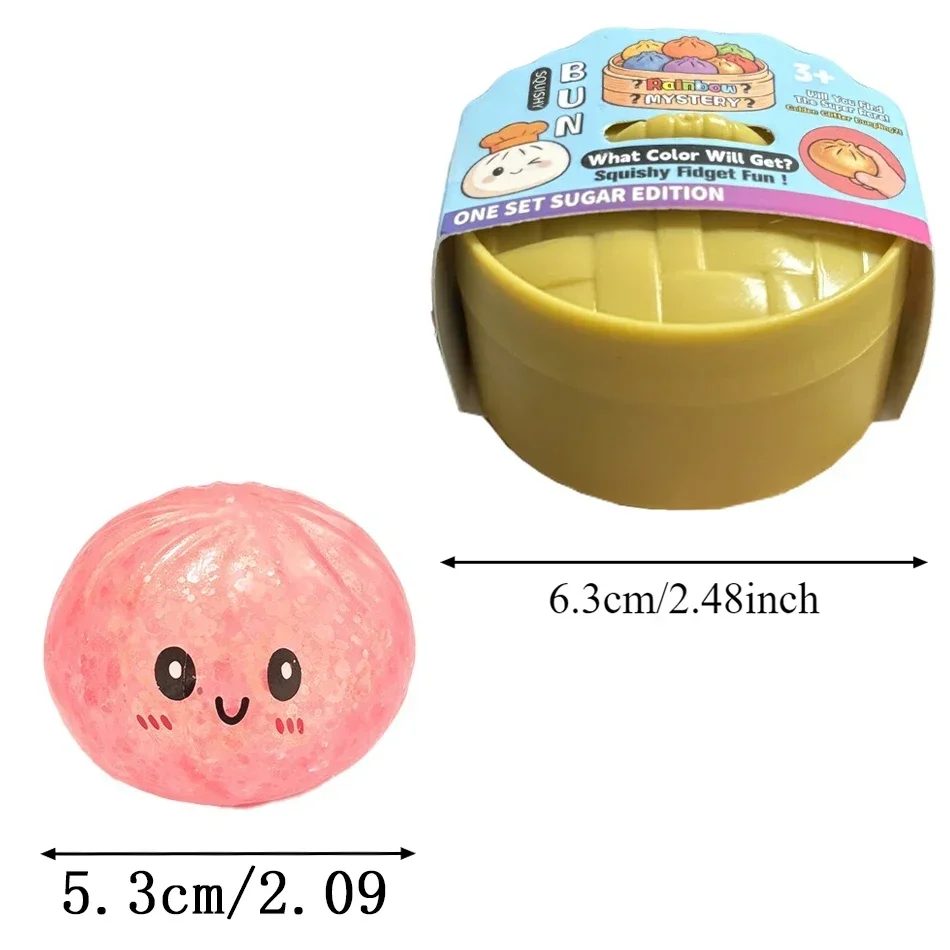 3A-Glitter Dumpling Squishy ULTRA RARE Gold Glitter Hidden Edition  Dumplings Sensory Steamer Soft TPR Dough Ball image 5