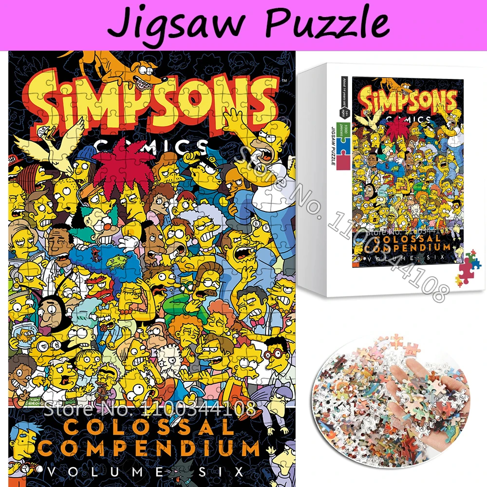 35/300/500/1000 Pieces Simpsons Jigsaw Puzzles Disney Movie Cartoon Simpson Wooden Puzzle Children's Creative Toys Family Games